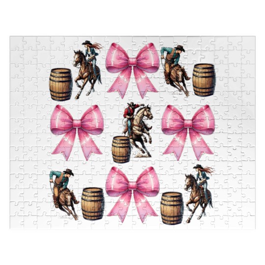 Coquette Bow Barrel Racer Barrel Racing Rodeo Mom Jigsaw Puzzles