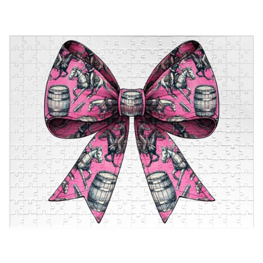 Coquette Bow Barrel Racer Barrel Racing Rodeo Jigsaw Puzzles