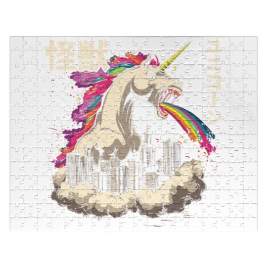 Kaiju Unicorn Japanese Monster Rainbow Jigsaw Puzzles