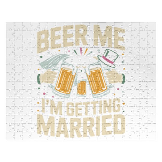 Beer Bachelorette party Funny Bride and Groom Jigsaw Puzzles