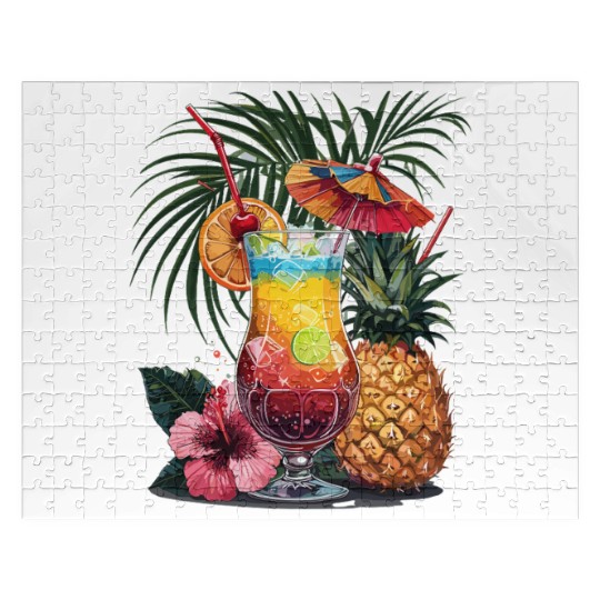 Tropical Vibes with Pineapple and Cocktail Jigsaw Puzzles