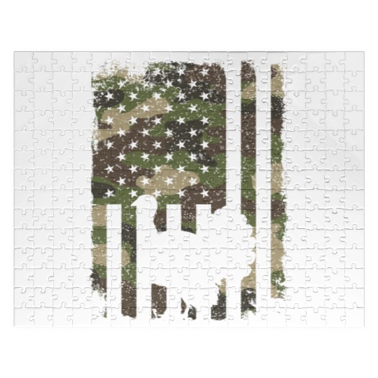 Turkey Hunting Camo US Flag For Hunter Camouflage Jigsaw Puzzles