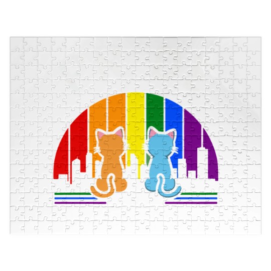 Pride of Houston City Texas USA Rainbow Flag Jigsaw Puzzles