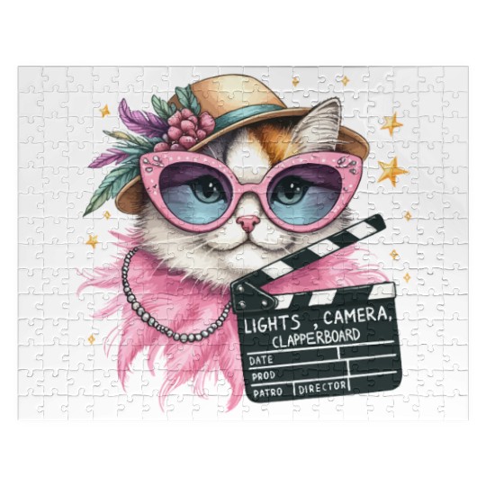 Lights, Camera, Meow! - Glamorous Cat Fashion Jigsaw Puzzles