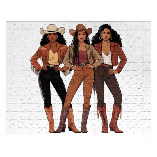 Black African American Cowgirl Rodeo Jigsaw Puzzles