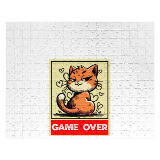 Cat Meme Game Humor Don’t Look Game Over Design. Jigsaw Puzzles