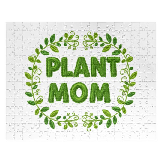 Plant Mom Floral Wreath Design Jigsaw Puzzles