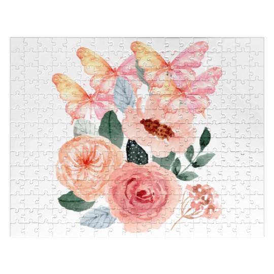 Graphic floral butterflies Jigsaw Puzzles