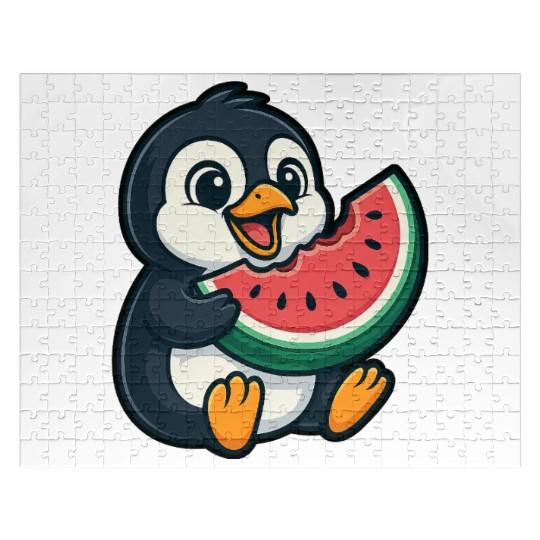 Penguin with Watermelon Summer Fruit Jigsaw Puzzles
