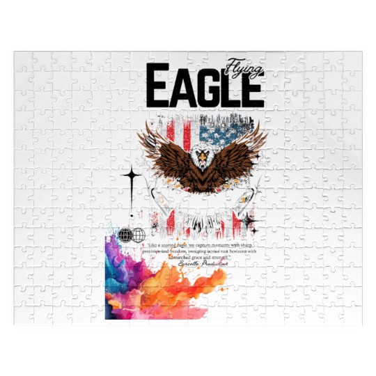 Eagle Full American Flag Bald Eagle Feather Style Jigsaw Puzzles