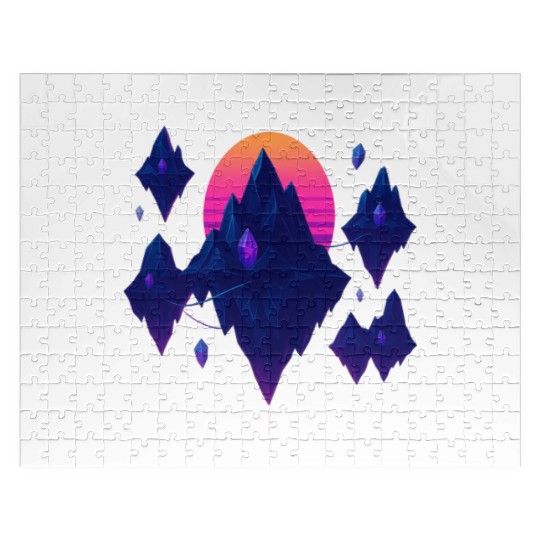 Crystal Skies – Neon Floating Islands Jigsaw Puzzles