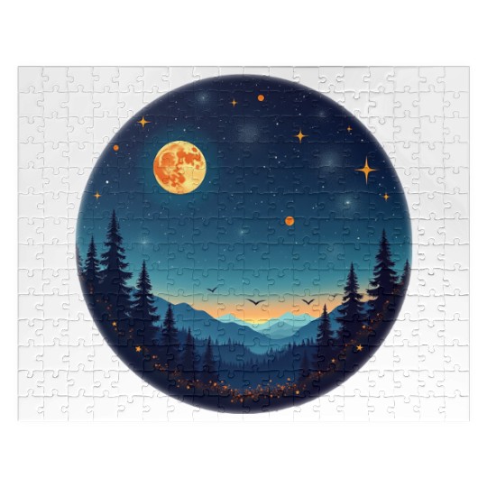 Starry Night Mountain Jigsaw Puzzles