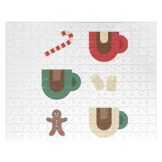 Cute Retro Hot Cocoa Christmas Mug Design Jigsaw Puzzles