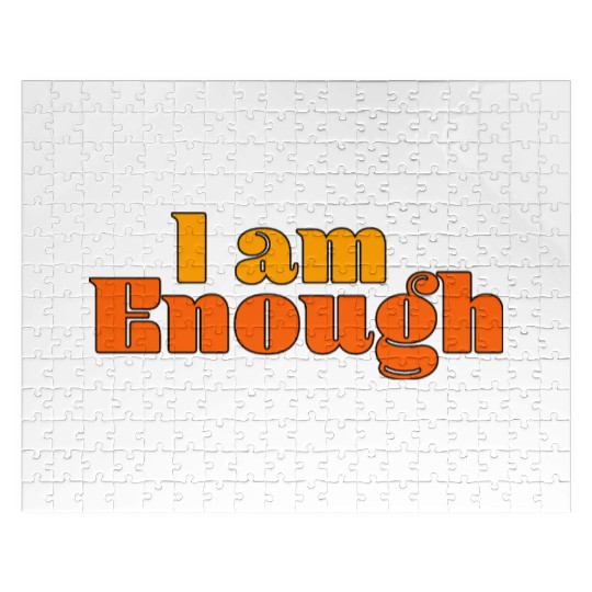 I Am Enough – Self-Love Affirmation Typography Jigsaw Puzzles