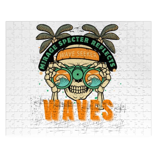 Skull Surf Graphic Jigsaw Puzzles – Vintage Ocean Vibes & Edg