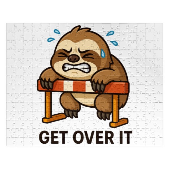 Sloth hurdler quote get over it Jigsaw Puzzles