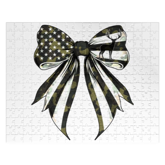 Coquette Bow Deer Hunting Camouflage US Flag Pride Jigsaw Puzzles
