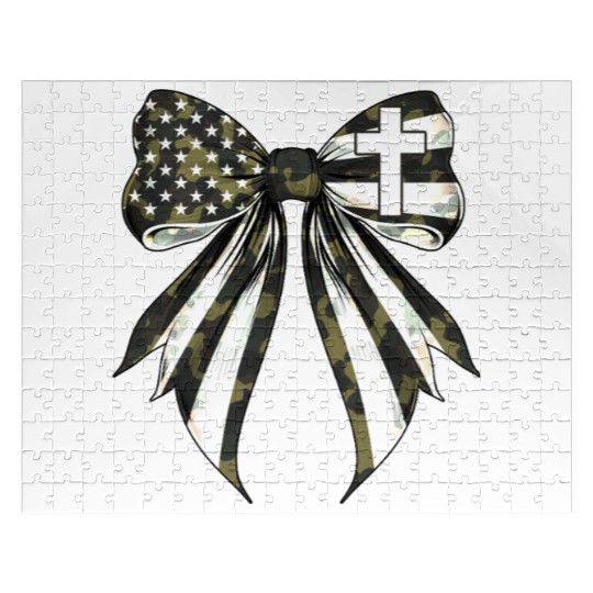 Coquette Bow Cross Faith Camouflage US Flag Pride Jigsaw Puzzles