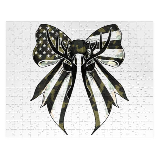 Coquette Bow Deer Hunting Camouflage US Flag Pride Jigsaw Puzzles