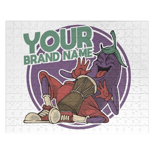 Funky Eggplant Drummer – Funny Cartoon Music T-Shi Jigsaw Puzzles