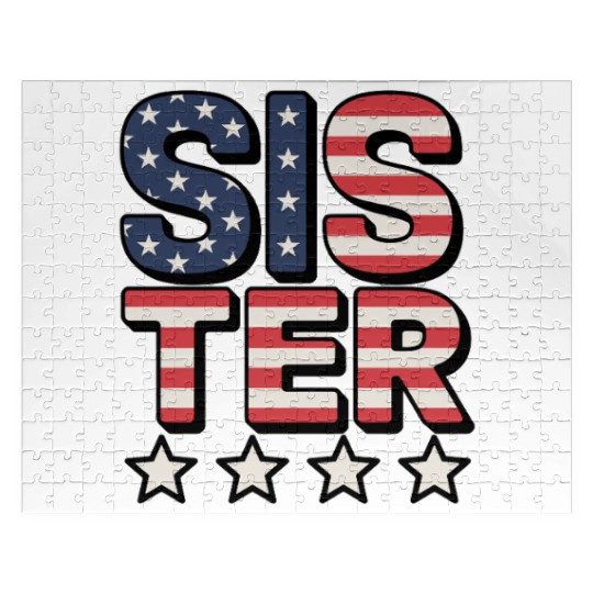 Sister American Flag Stars and Stripes Design Jigsaw Puzzles