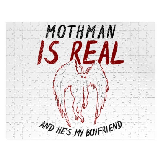 Mothman Is My Boyfriend For Cryptid Lover Jigsaw Puzzles