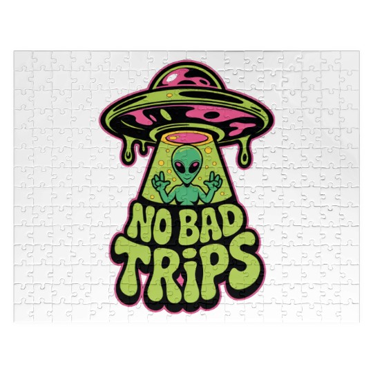 No Bad Trips Funny Alien Lover Gifts Jigsaw Puzzles