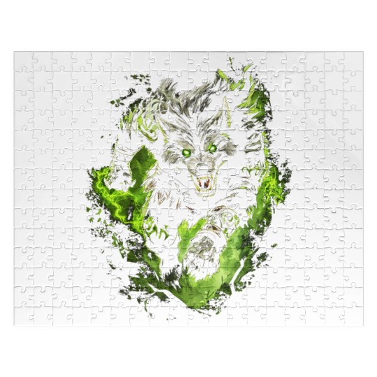 Magic Werewolf With Mystical Green Aura Jigsaw Puzzles