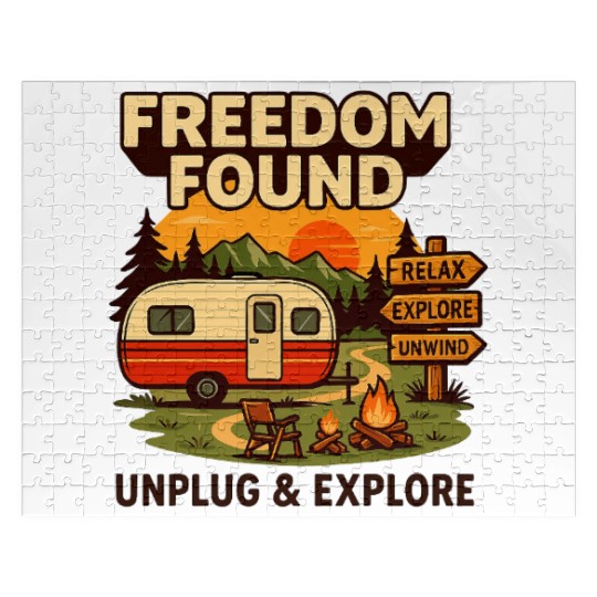 Freedom Found Vintage Camper Adventure Jigsaw Puzzles