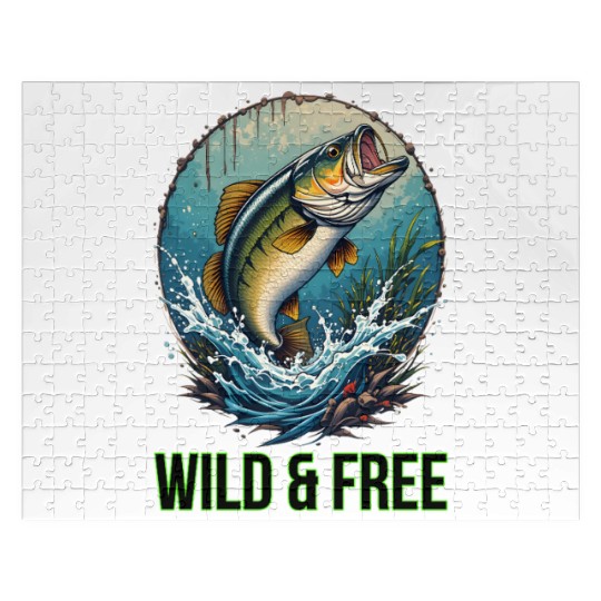 Leaping Largemouth Bass - Wild & Free Art Jigsaw Puzzles