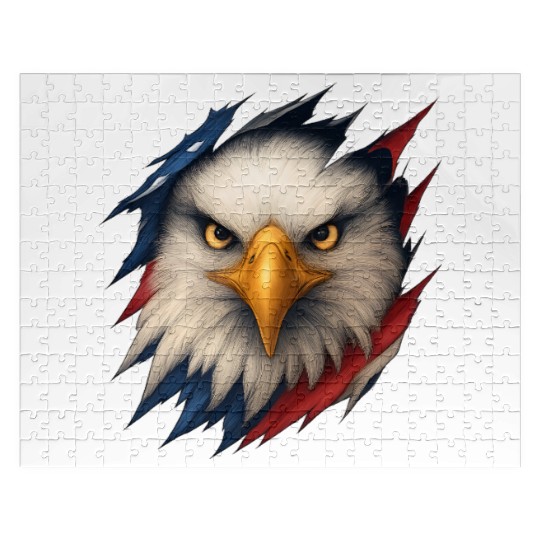 Fierce American Eagle Ripped Design Jigsaw Puzzles