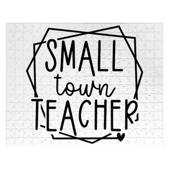 Small Town Teacher Heart Graphic for Educators Jigsaw Puzzles