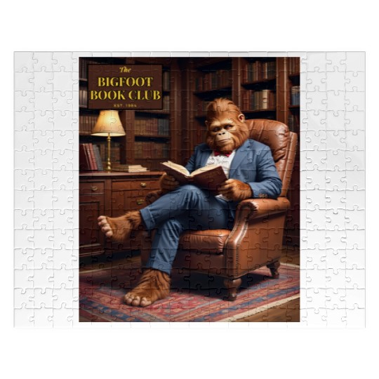 Bigfoot Book Club Sasquatch Reading in the Library Jigsaw Puzzles