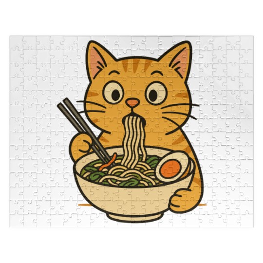 Cat Eating Ramen Jigsaw Puzzles