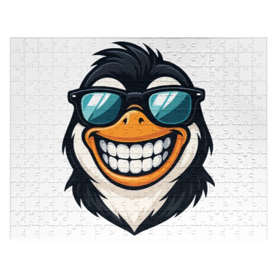 Cool penguin sunglasses summer grin fun Jigsaw Puzzles