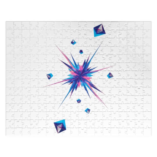 Vibrant Geometric Explosion in Neon Colors Jigsaw Puzzles