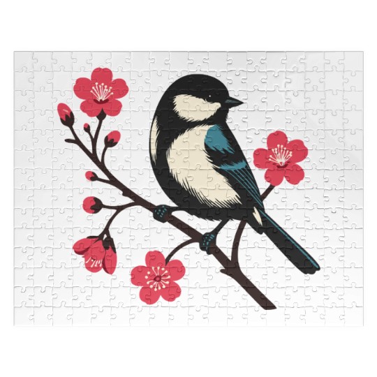 Cherry Blossom Bird - Spring Serenity Art Jigsaw Puzzles