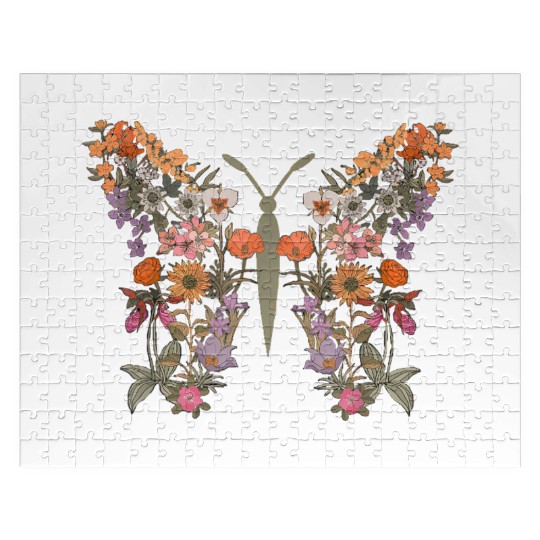 Women Boho Wildflower Summer Flowers Butterfly Sha Jigsaw Puzzles