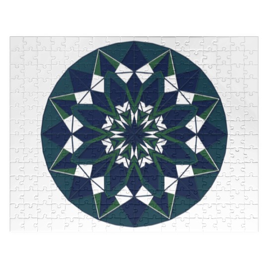 Geometric Mandala in Cool Tones Jigsaw Puzzles