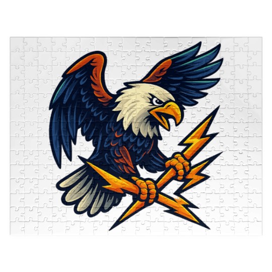 Bald Eagle with Lightning Bolts Jigsaw Puzzles Design