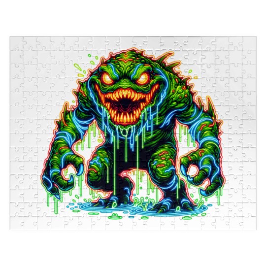 Neon Swamp Beast – Toxic Terror Jigsaw Puzzles