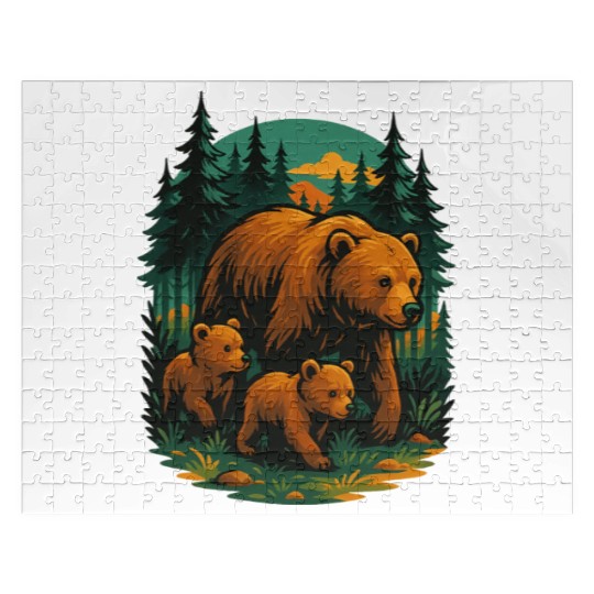Mama Bear and Cubs Forest Jigsaw Puzzles – Bold Wildlife