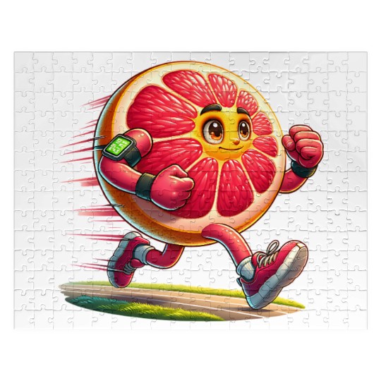 Running Grapefruit Power – Sporty Citrus in Motion Jigsaw Puzzles