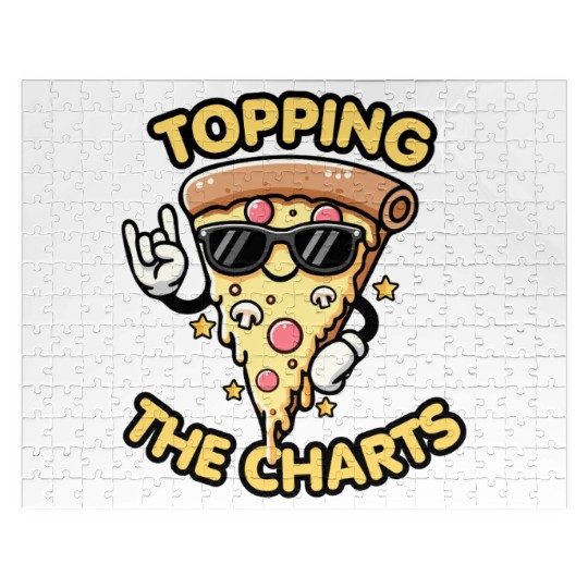 Kawaii Chibi Pizza Topping the Charts fun Food Pun Jigsaw Puzzles