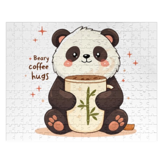 Beary Coffee Hugs! - Cute Panda & Warm Embrace Jigsaw Puzzles