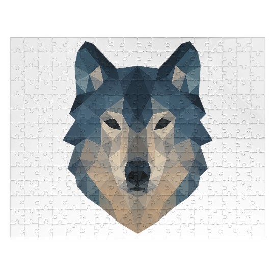 Geometric Wolf Face – Bold Abstract Wild Animal Ar Jigsaw Puzzles