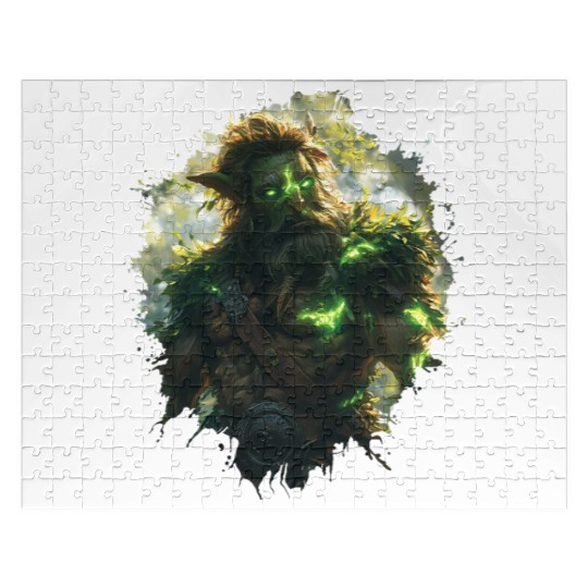 Forest Warrior With Nature Magic And Glowing Power Jigsaw Puzzles