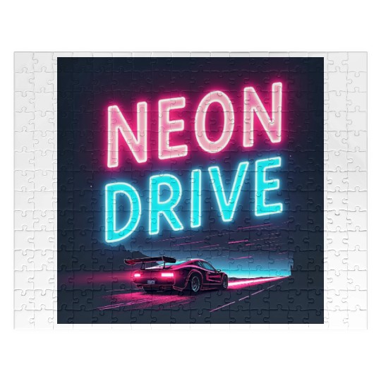 Neon Drive - Retro Synthwave Design Jigsaw Puzzles
