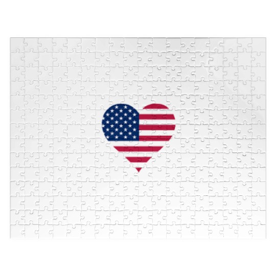 American Flag Heart Jigsaw Puzzles Freedom 4th of July
