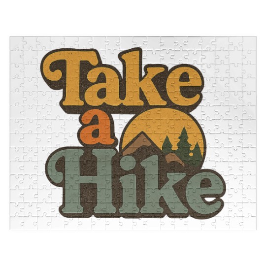 Take A Hike Retro Mountain Jigsaw Puzzles